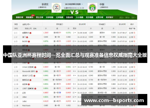 中国队亚洲杯赛程时间一览全面汇总与观赛准备信息权威指南大全版